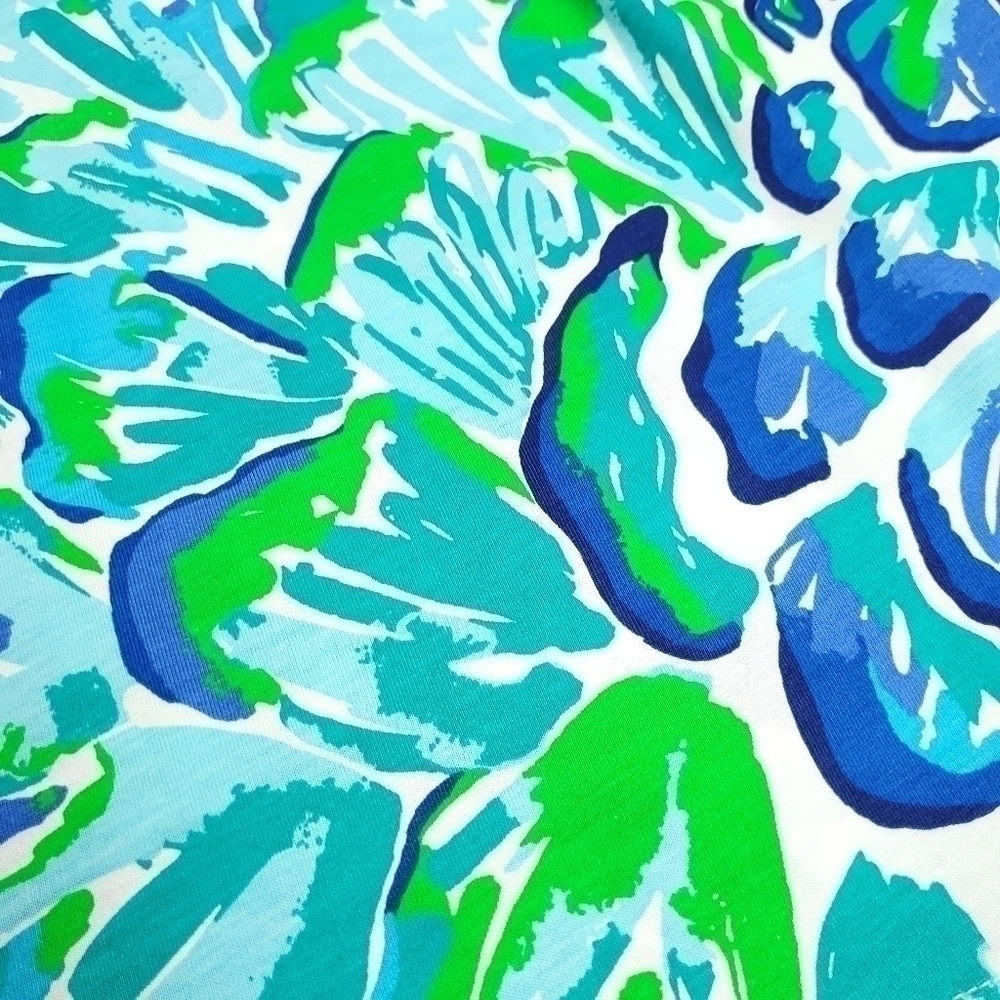 New Lilly Pulitzer 100% Pima Cotton Blue Green White Floral Dress Sz M - Picture 16 of 16